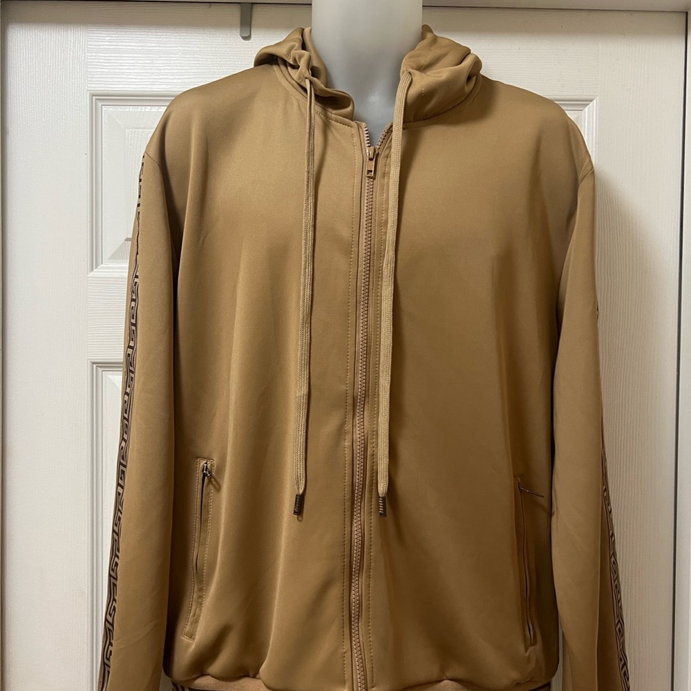 Men's Zip-Up Hoodie Sweater - Tan